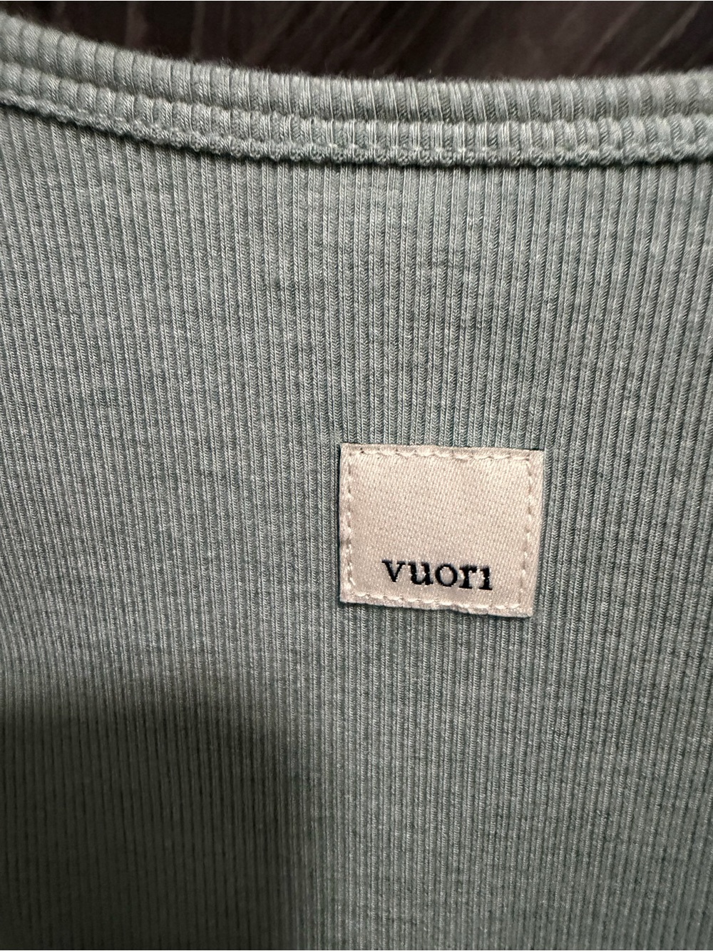 Vuori Ribbed Crewneck tank in Sage